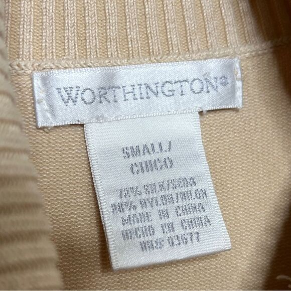 Worthington 3/4 Sleeve Turtleneck Sweater Tan Size Small - Picture 5 of 5